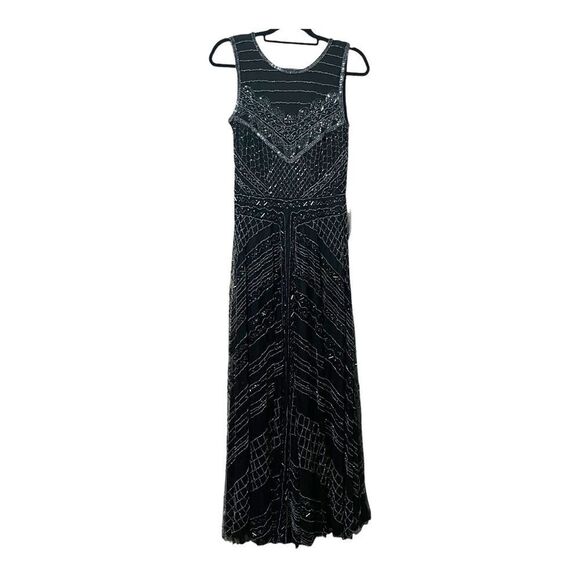 Pisarro Nights Sleeveless Beaded Black Special Occasion Maxi Gown Dress Size 6 - Picture 2 of 10